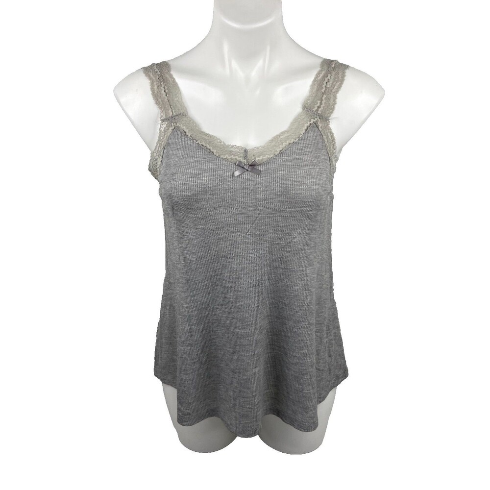Active USA Women Small Gray Camisole Tank Top Lace Casual NWT